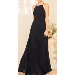 LULU'S XL Total Beauty Black Backless Halter Maxi Party Formal Dress NEW B50